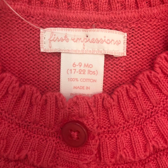Cropped Pink Button Cardigan Size 6-9 months - Picture 3 of 3